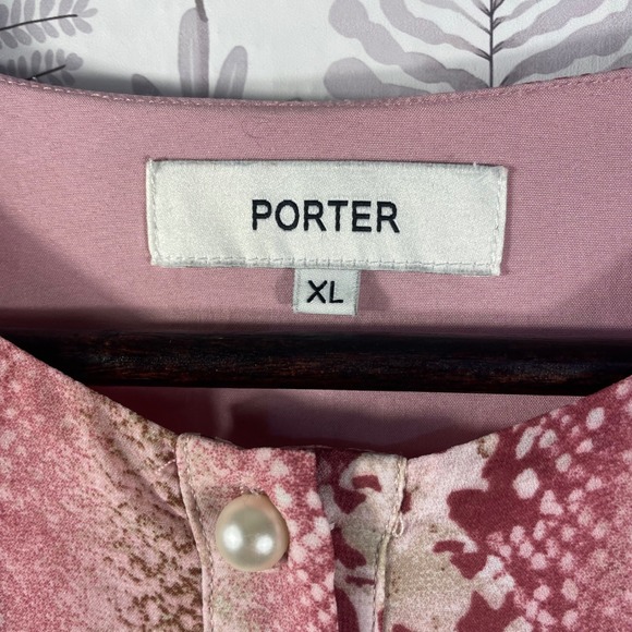 Porter XL Midi Dress Pink Snake Print Long Sleeve Pleated Skirt Boho Cottagecore - Picture 5 of 12